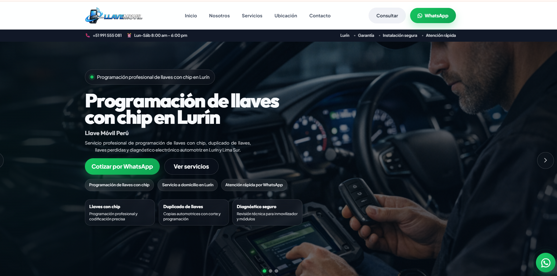 Vista previa del proyecto Llave Móvil Perú dentro de un mockup de monitor